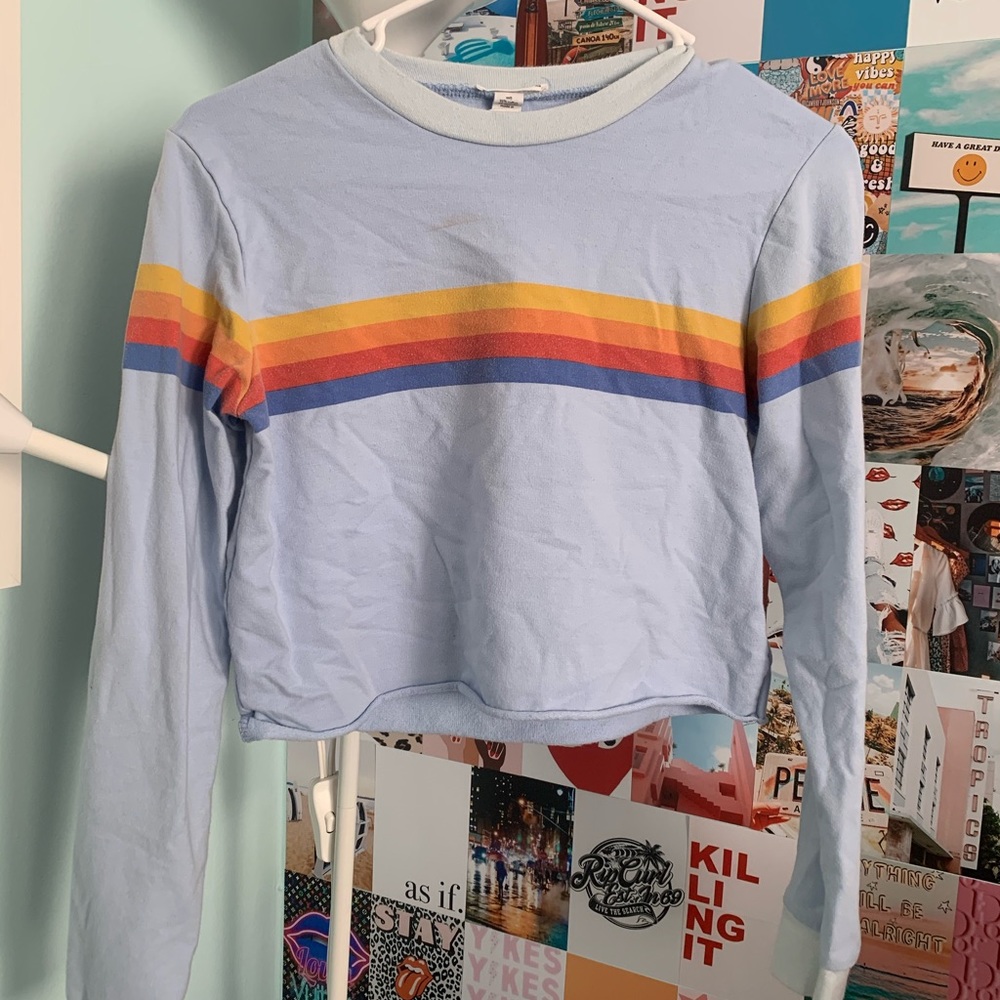 rainbow cropped long sleeve tee